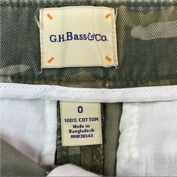 G.H.Bass Camouflage Twill Pencil Skirt Green Size 0 Mini Cotton Chino - Picture 6 of 7